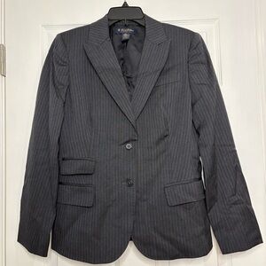 Brooks Brothers Wool Blazer Womens Size 10 Gray/Blue Pinstripe Two Button Preppy